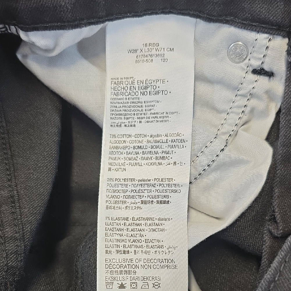 Levi’s 510 Skinny Jeans Black Stretch Denim Youth 16 Reg W28 L30 - Picture 3 of 11